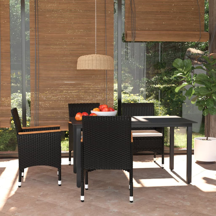 Set mobilier de grădină cu perne, 5 piese, negru, poliratan - WALTI WALTI