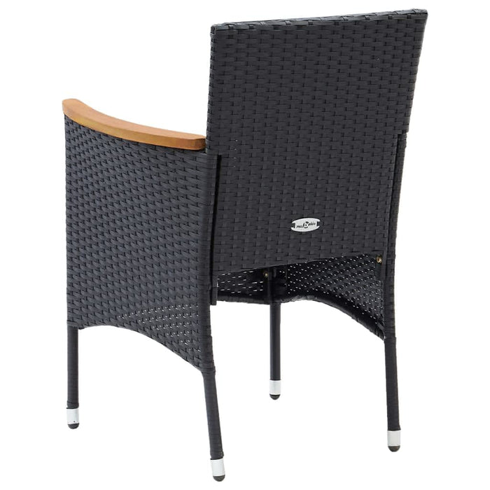 Set mobilier de grădină cu perne, 7 piese, negru, poliratan WALTI