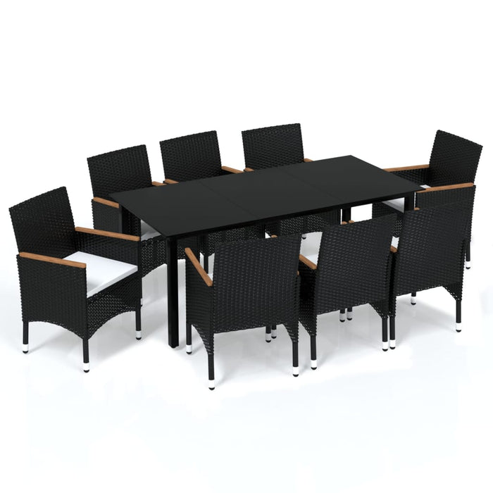 Set mobilier de grădină cu perne, 9 piese, negru, poliratan - WALTI WALTI