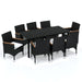 Set mobilier de grădină cu perne, 9 piese, negru, poliratan - WALTI WALTI