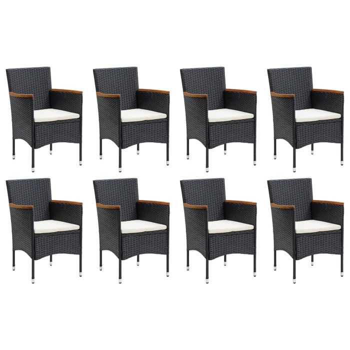 Set mobilier de grădină cu perne, 9 piese, negru, poliratan - WALTI WALTI