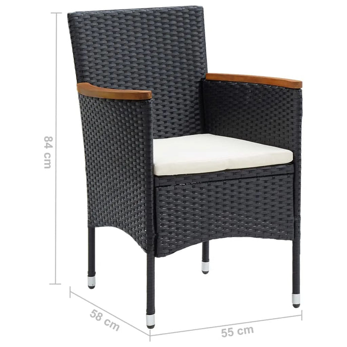Set mobilier de grădină cu perne, 9 piese, negru, poliratan - WALTI WALTI