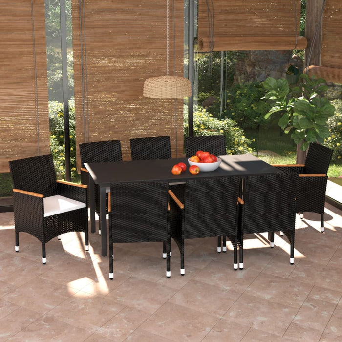 Set mobilier de grădină cu perne, 9 piese, negru, poliratan - WALTI WALTI