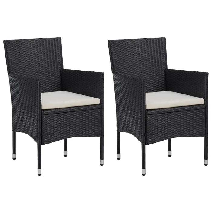 Set de masă pentru grădină cu perne, 3 piese, negru, poliratan - WALTI WALTI