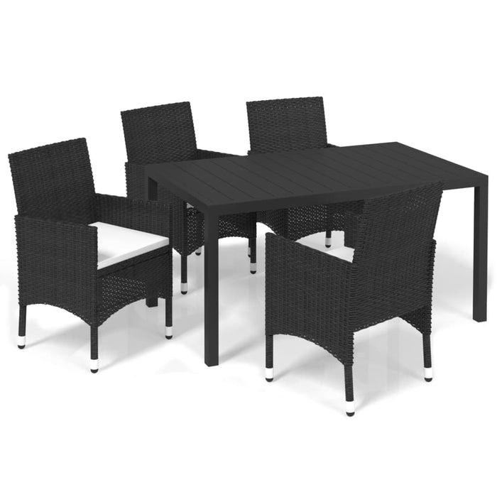 Set de masă pentru grădină cu perne, 5 piese, negru, poliratan - WALTI WALTI