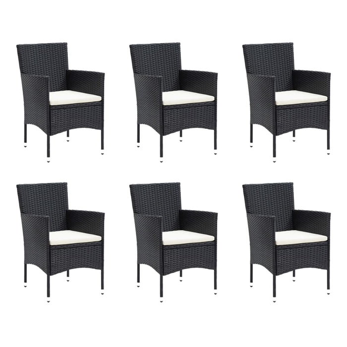 Set de masă pentru grădină cu perne, 7 piese, negru, poliratan - WALTI WALTI