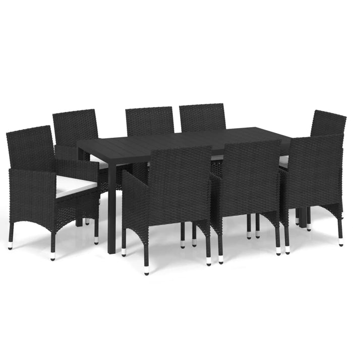 Set mobilier de grădină cu perne, 9 piese, negru, poliratan - WALTI WALTI
