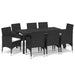 Set mobilier de grădină cu perne, 9 piese, negru, poliratan - WALTI WALTI