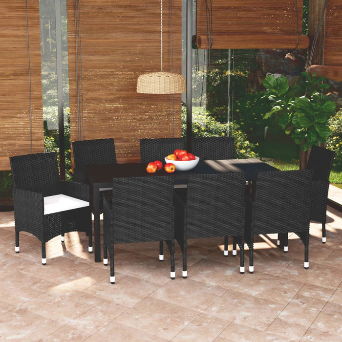 Set mobilier de grădină cu perne, 9 piese, negru, poliratan - WALTI WALTI