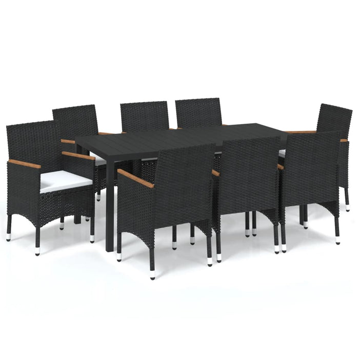 Set mobilier de grădină cu perne, 9 piese, negru, poliratan - WALTI WALTI