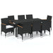 Set mobilier de grădină cu perne, 9 piese, negru, poliratan - WALTI WALTI
