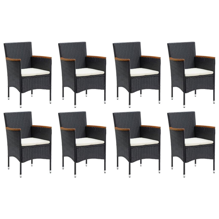 Set mobilier de grădină cu perne, 9 piese, negru, poliratan - WALTI WALTI