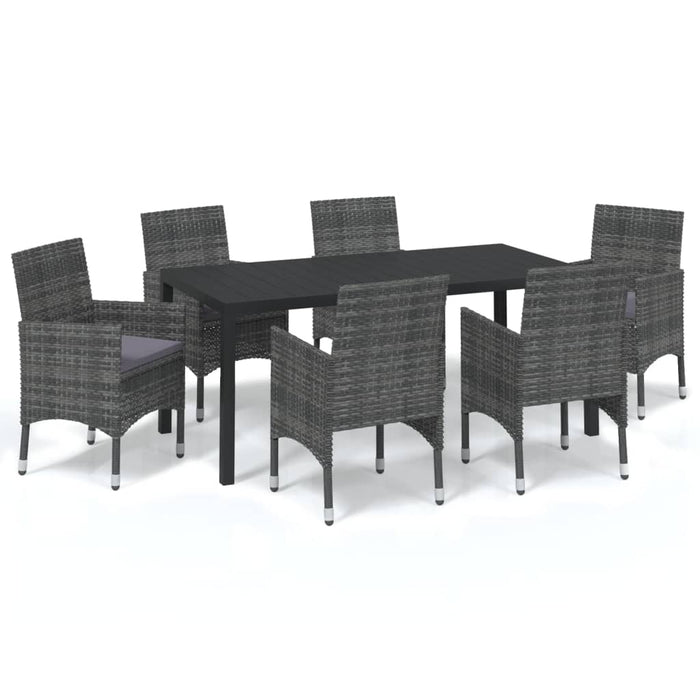 Set mobilier de grădină cu perne, 7 piese, gri, poliratan - WALTI WALTI