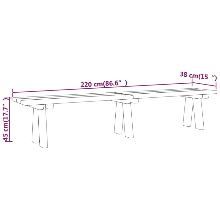 Bancă de grădină, 220 cm, lemn masiv de pin impregnat - WALTI WALTI