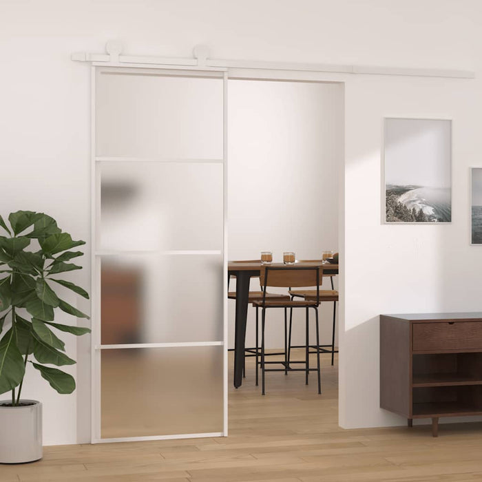 Ușă glisantă, alb, 76x205 cm, sticlă mată ESG și aluminiu - WALTI WALTI