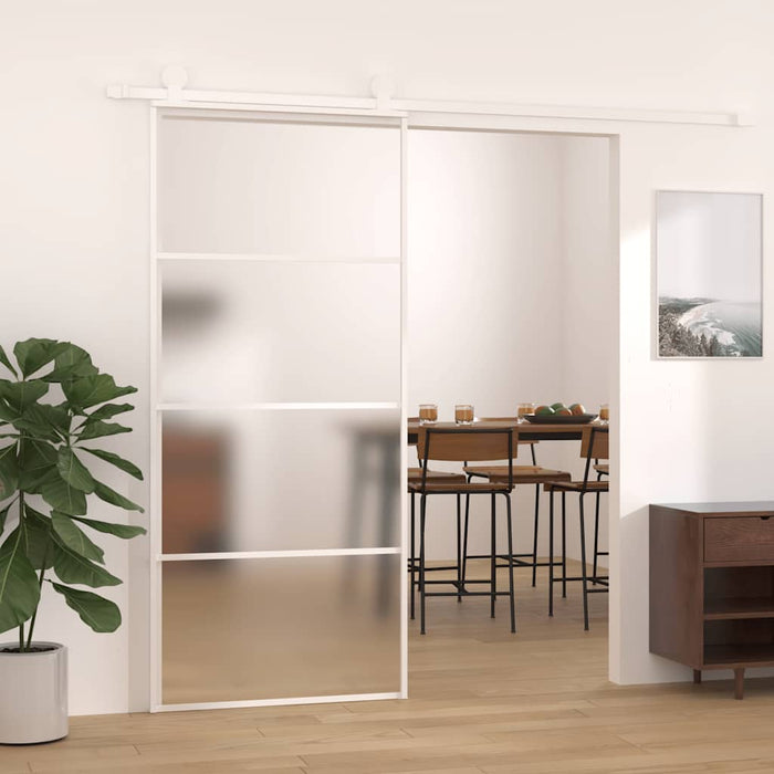 Ușă glisantă, alb, 90x205 cm, sticlă ESG mată și aluminiu - WALTI WALTI