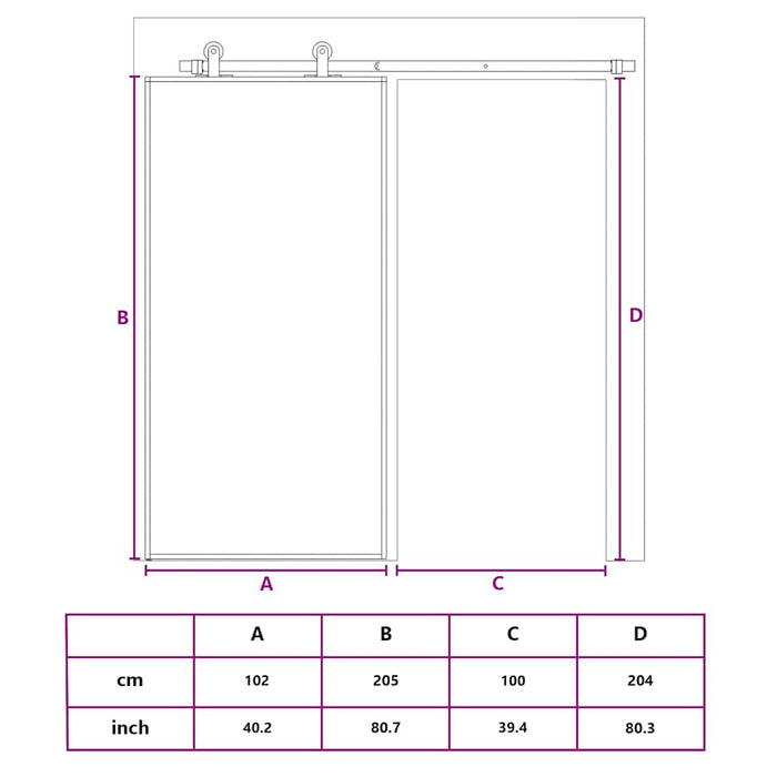 Ușă glisantă, alb, 102,5x205 cm, sticlă ESG și aluminiu - WALTI WALTI