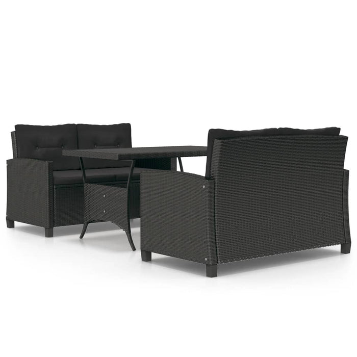 Set mobilier de grădină, 3 piese, perne negre, poliratan - WALTI WALTI