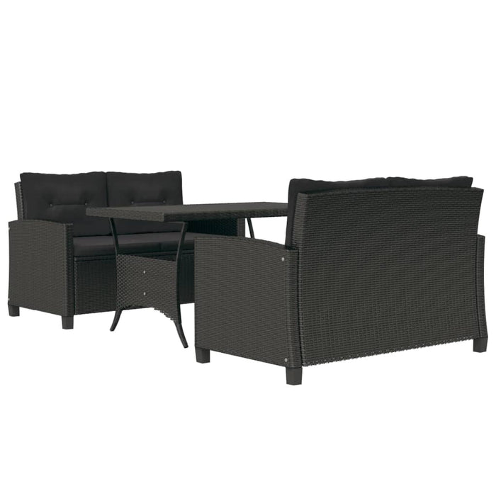 Set mobilier de grădină, 3 piese, perne negre, poliratan - WALTI WALTI