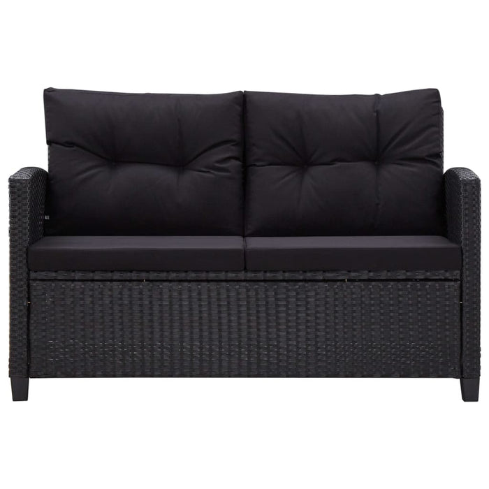 Set mobilier de grădină, 3 piese, perne negre, poliratan - WALTI WALTI