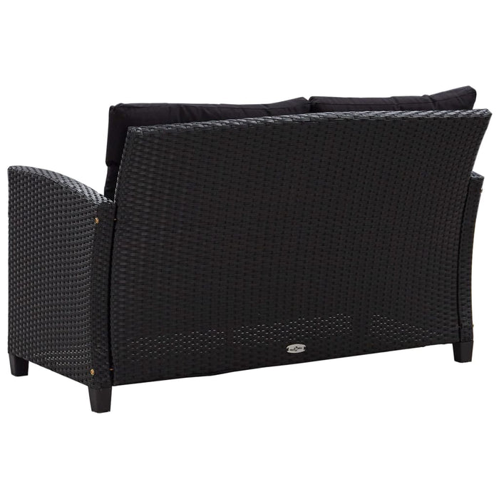 Set mobilier de grădină, 3 piese, perne negre, poliratan - WALTI WALTI
