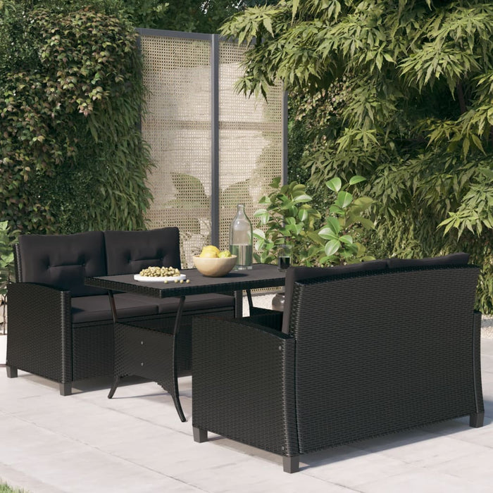 Set mobilier de grădină, 3 piese, perne negre, poliratan - WALTI WALTI