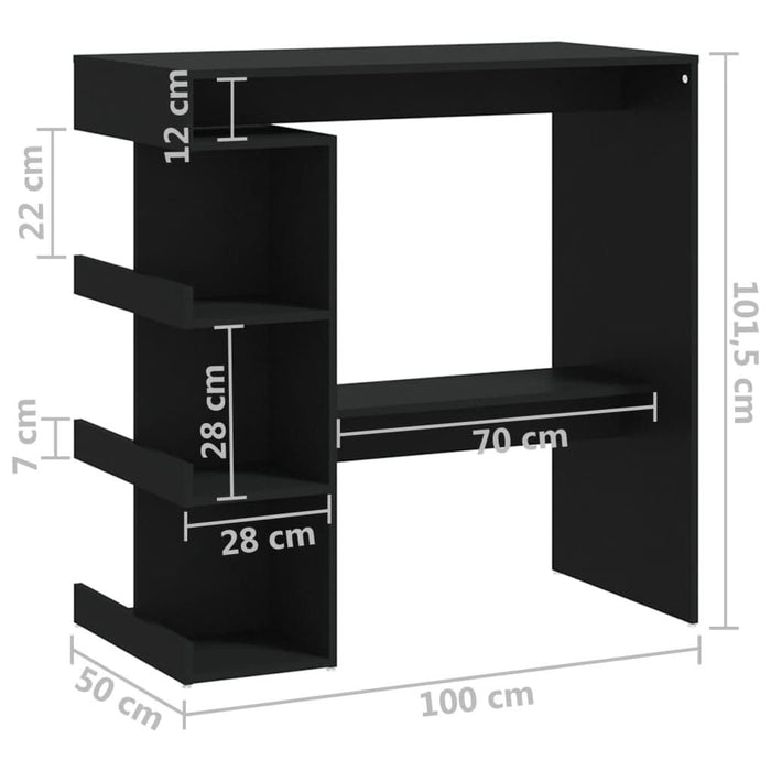 Masă bar cu raft de depozitare, negru, 100x50x101,5 cm, PAL - WALTI WALTI