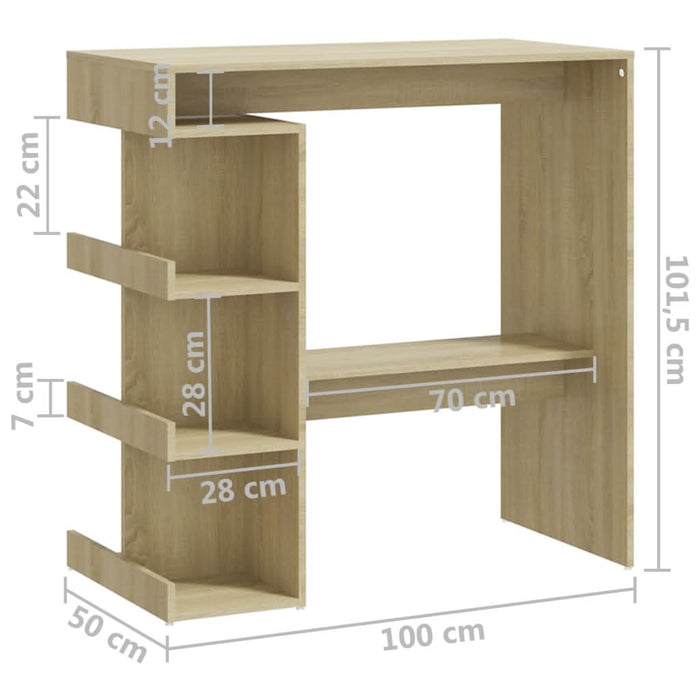 Masă bar cu raft depozitare stejar sonoma 100x50x101,5 cm PAL - WALTI WALTI