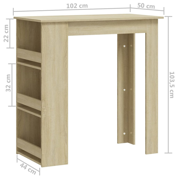 Masă de bar cu raft depozitare stejar sonoma 102x50x103,5cmlemn - WALTI WALTI