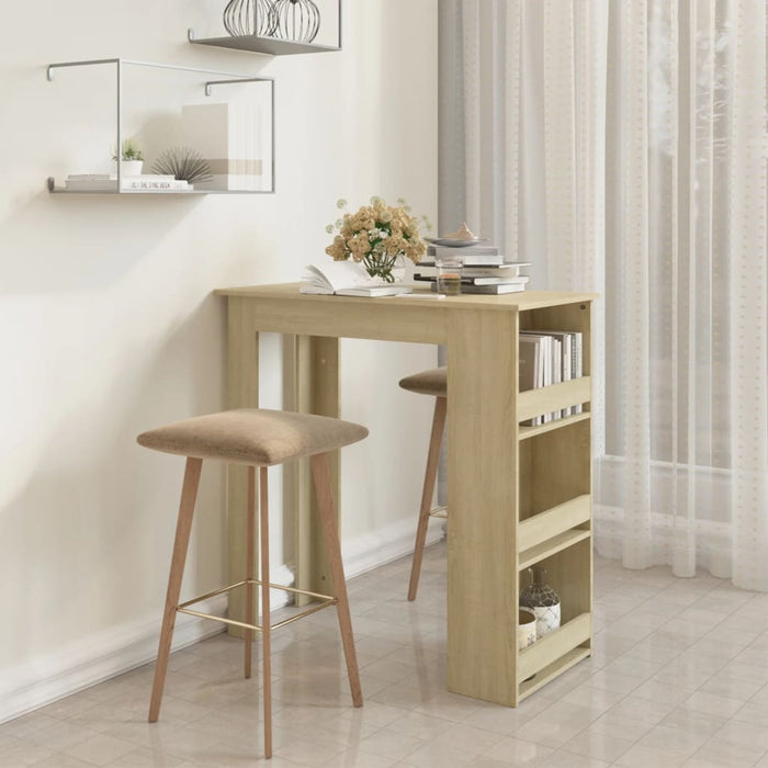 Masă de bar cu raft depozitare stejar sonoma 102x50x103,5cmlemn - WALTI WALTI