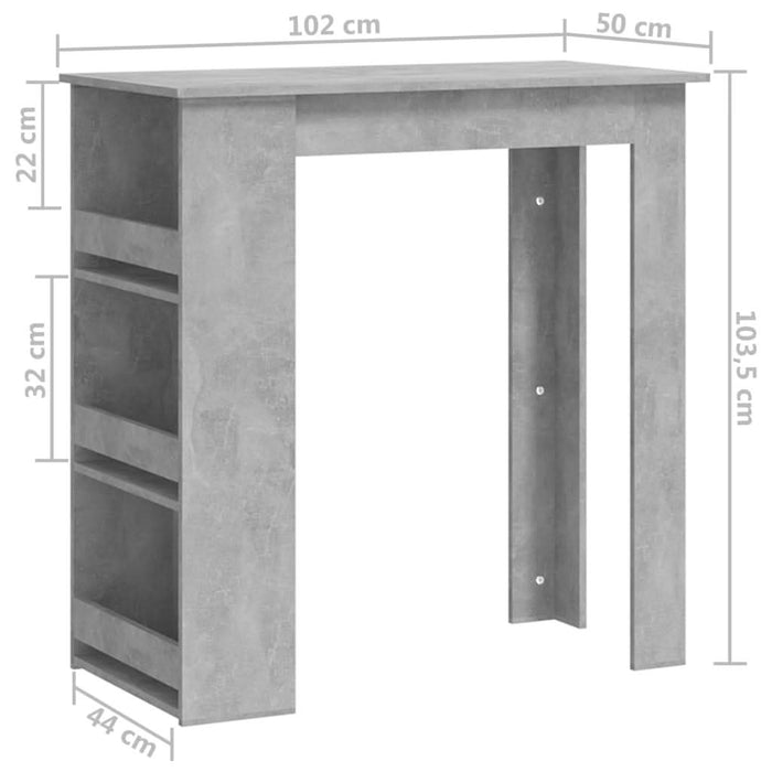 Masă de bar cu raft de depozitare, gri beton, 102x50x103,5 cm - WALTI WALTI