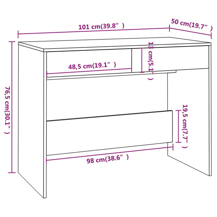 Birou, alb, 101x50x76,5 cm, PAL - WALTI WALTI