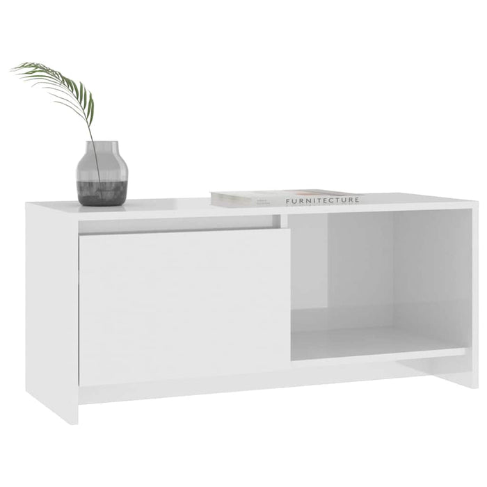 Comodă TV, alb extralucios, 90x35x40 cm, PAL WALTI