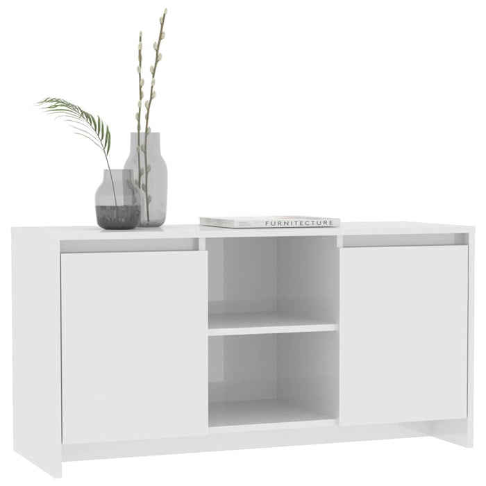 Comodă TV, alb extralucios, 102x37,5x52,5 cm, PAL WALTI