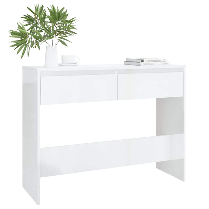 Masă consolă, alb extralucios, 100x35x76,5 cm, PAL WALTI