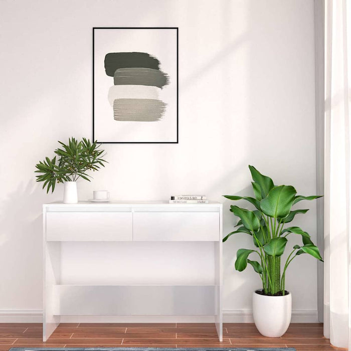 Masă consolă, alb extralucios, 100x35x76,5 cm, PAL WALTI