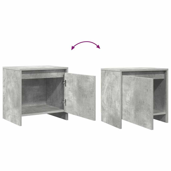 Noptieră, gri beton, 45x34x44,5 cm, lemn prelucrat - WALTI WALTI