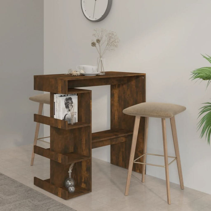Masă de bar cu raft depozitare stejar afumat 100x50x101,5cm PAL - WALTI WALTI