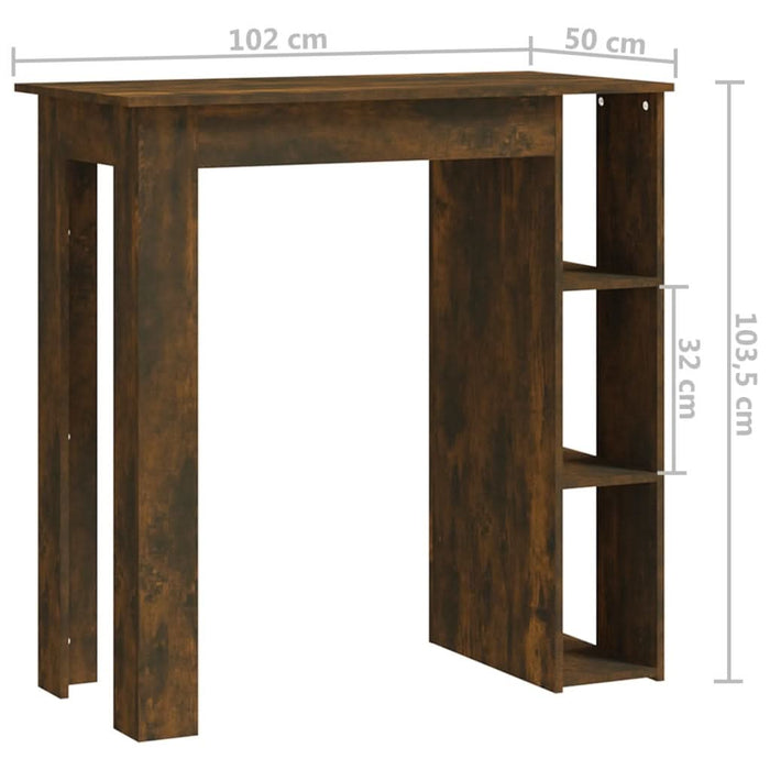 Masă de bar cu raft, stejar afumat, 102x50x103,5 cm, PAL - WALTI WALTI