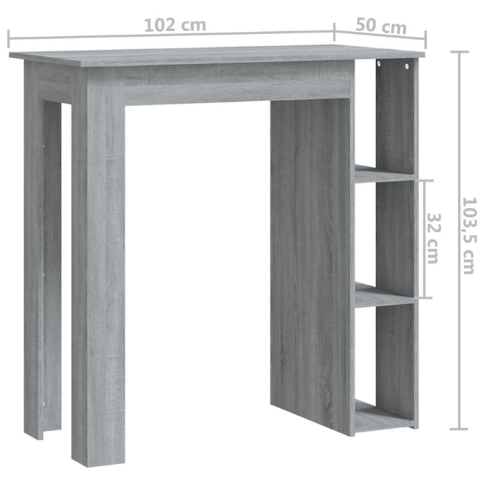 Masă de bar cu raft, stejar Sonoma gri, 102x50x103,5 cm, PAL - WALTI WALTI