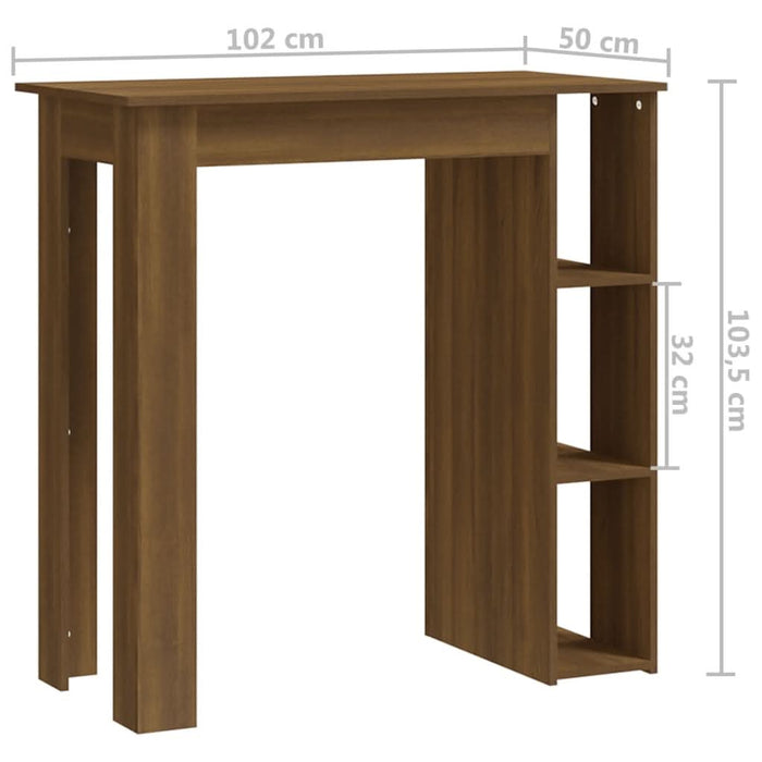 Masă de bar cu raft, stejar maro, 102x50x103,5 cm, PAL - WALTI WALTI