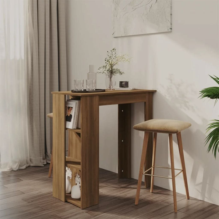 Masă de bar cu raft, stejar maro, 102x50x103,5 cm, PAL - WALTI WALTI
