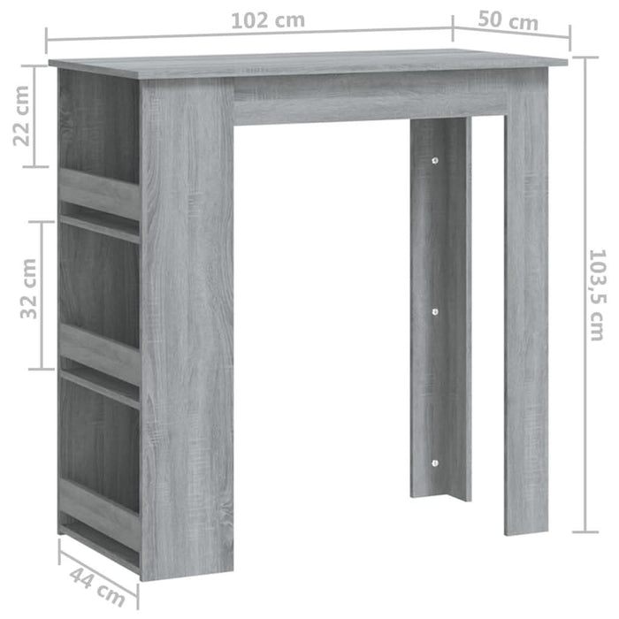 Masă de bar cu raft stejar sonoma gri 102x50x103,5 cm PAL - WALTI WALTI