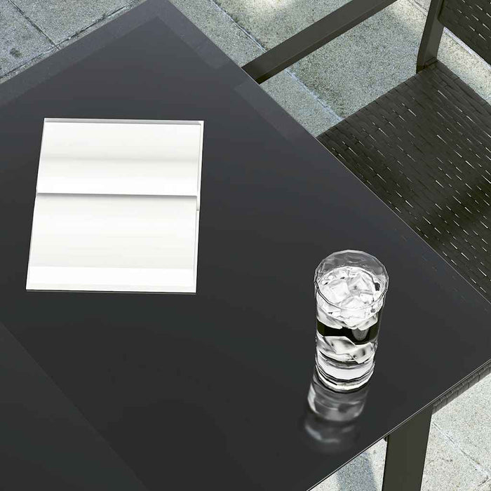 Masă de bucătărie de grădină, negru, 140x70x74 cm, oțel/sticlă - WALTI WALTI