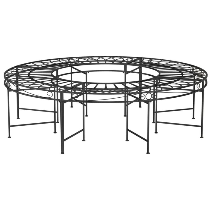Bancă circulară de copac, negru, Ø160 cm, oțel - WALTI WALTI