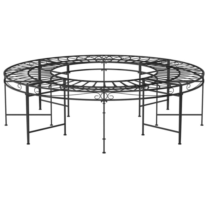 Bancă circulară de copac, negru, Ø160 cm, oțel - WALTI WALTI