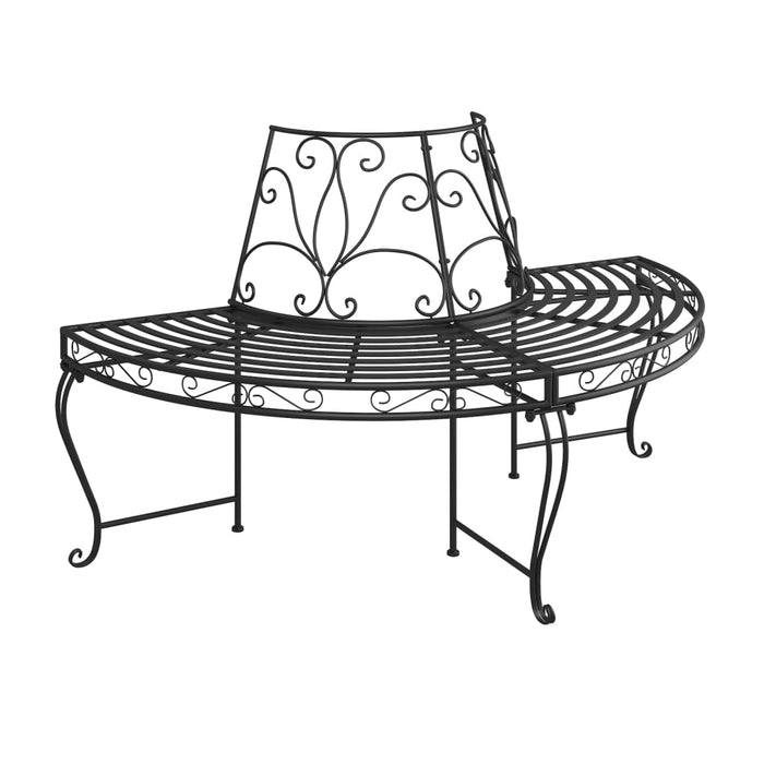 Bancă circulară de copac, negru, Ø160 cm, oțel - WALTI WALTI