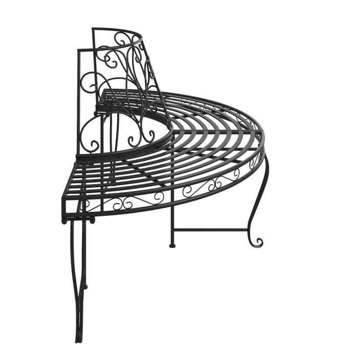 Bancă circulară de copac, negru, Ø160 cm, oțel - WALTI WALTI