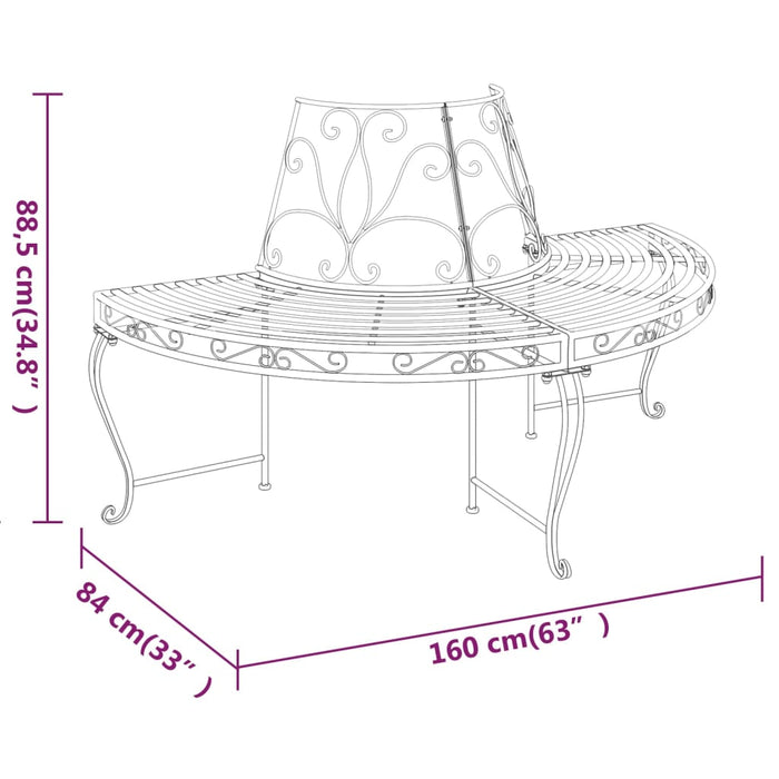 Bancă circulară de copac, negru, Ø160 cm, oțel - WALTI WALTI