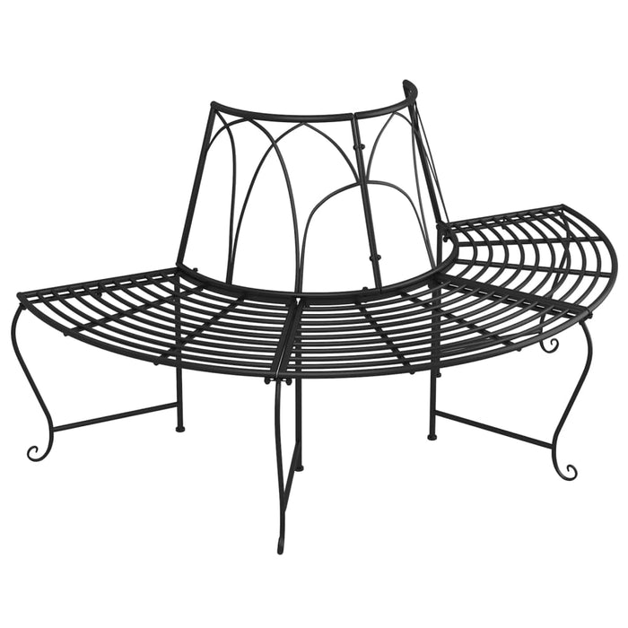 Bancă semicirculară de copac, negru, Ø159 cm, oțel - WALTI WALTI